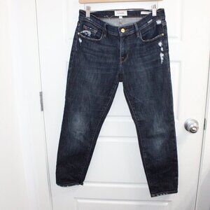 Frame Jeans Le Garcon Crop Size 25 Mid Rise Dark Wash Distressed